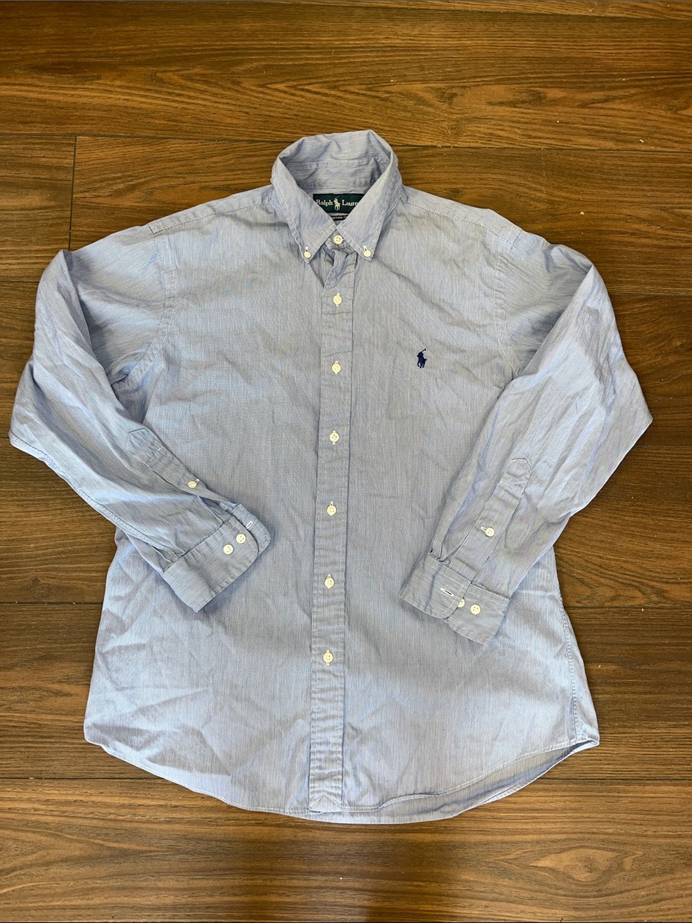Ralph Lauren Blue Button-Down Shirt with Pony Logo
